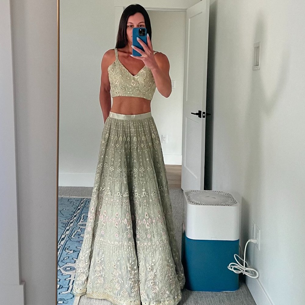 Lashkaraa Mint Organza Lehenga - Size 0